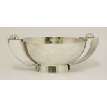 A Christofle bowl,c.1930,in the Art Deco style, with angular handles applied with metal screws on