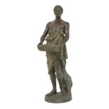 A Goldscheider figure of a Nubian servant,late 19th century, he modelled bare-chested holding a