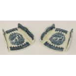 A pair of Worcester porcelain asparagus holders,c.1775, each of typical form, printed in blue and