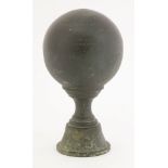 A bronze post finial,the ball inscribed 'To Jamie, The Only Four-Legged "Griffin Harrier" With