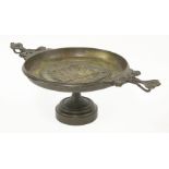 A neoclassical tazza,late 19th century, the shallow bowl centred with a panel of Roman figures, with