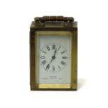 A miniature brass carriage clock, c.1920, by Asprey