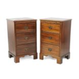 A pair of 19th century pedestal chests, each fitted brushing slide above three drawers, on bracket