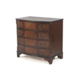 A George III design mahogany bow fronted chest of four graduated drawers, on bracket feet, 80cm