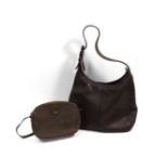 A Salvatore Ferragamo brown suede handbag, with gilt hardware, and a Coach brown leather shoulder