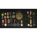 Various military and civil medals including: German, South African and British, a death penny for