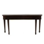 A mahogany console table, 19th century, the oblong top with rounded ends, raised on square