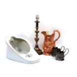 A collection of miscellaneous items, crest child, a stoneware jug, a Bavarian trio, a pair of