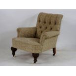 A Howard style button backed chair, the back legs stamped 2285 and 8 9020, 81cm x 81cm x 83cm