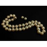 A single row cultured freshwater pearl necklace, with magnetic clasp and matched cultured freshwater