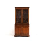 A yew wood display cabinet, approximately 95cm x 197cm