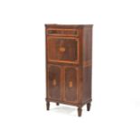A French late 19th century inlaid mahogany petit escritoire, with frieze drawer above fall front and