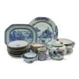 Chinese ceramics, all cracked, repaired, chipped, including a large blue and white plate, bowls,