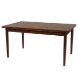 A teak extending draw-leaf dining table, 145cm long, 90cm wide, 74cm high