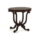 A Victorian walnut side table, with shaped top over scrolling open base, 77cm x 62cm x 70cm