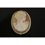 A gold mounted oval cameo brooch, 5.5cm high