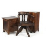 A marble top pot cupboard, 38cm wide, two drawer chest, 54cm, and a desk chair