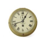 A brass ship's clock, by Kelvin Bottomley & Baird Ltd, Glasgow, 19cm diameter