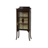 An Edwardian display cabinet, desk and chair