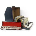 A Francesco Modello accordian, together with a Jupiter flute