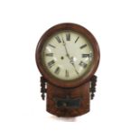 A 19th century brass inlaid mahogany dial clock, with twin fusee movement and gong strike, the