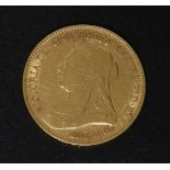 Great Britain, Victoria (1837- 1901), Half Sovereign, 1893, Old veiled bust l., rev. St George (S