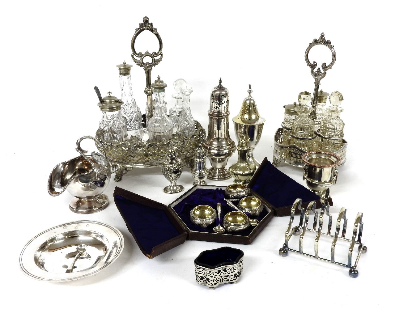 A Elizabeth II silver Armada dish, John Henry Odell, London, 1966; an Edward II pepper pot, Chester,