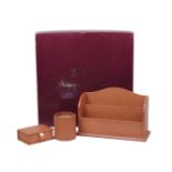 An Asprey and Garrad leather mounted desk set, and other miscellaneous items