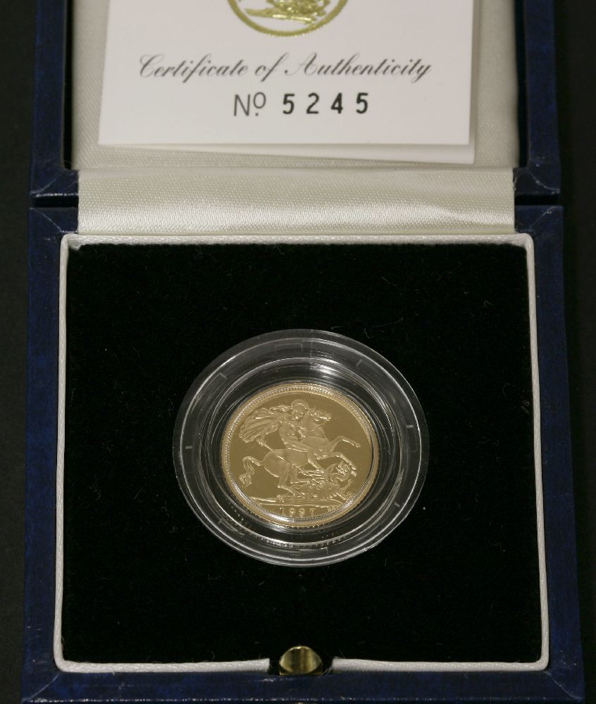 Great Britain, Elizabeth II (1952 -) Proof Half Sovereign, 1997, rev. St George, complete with