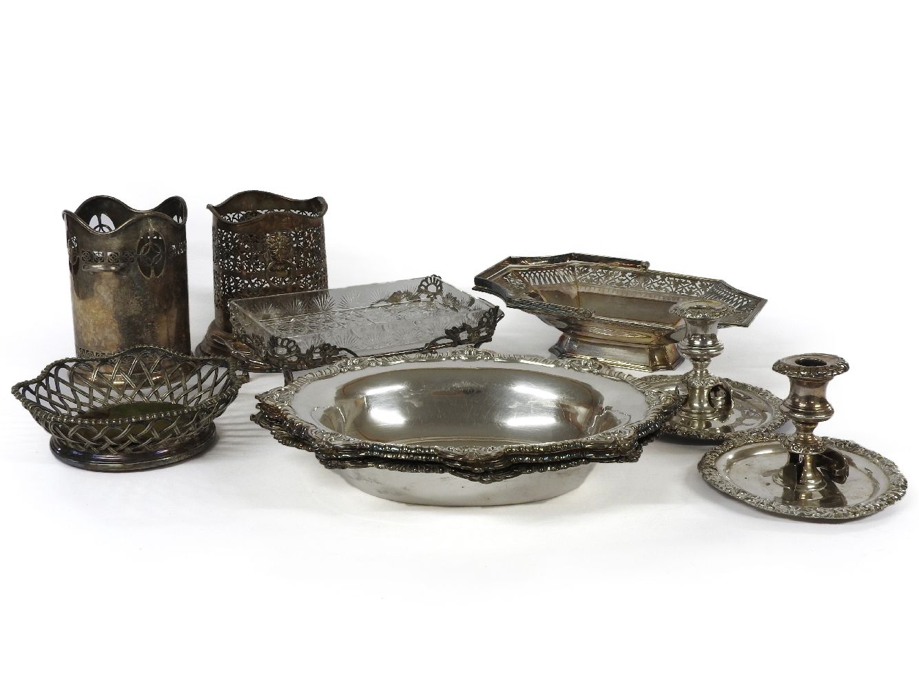 A group of miscellaneous plated items, various dates, comprising, a pair of Sheffield plated