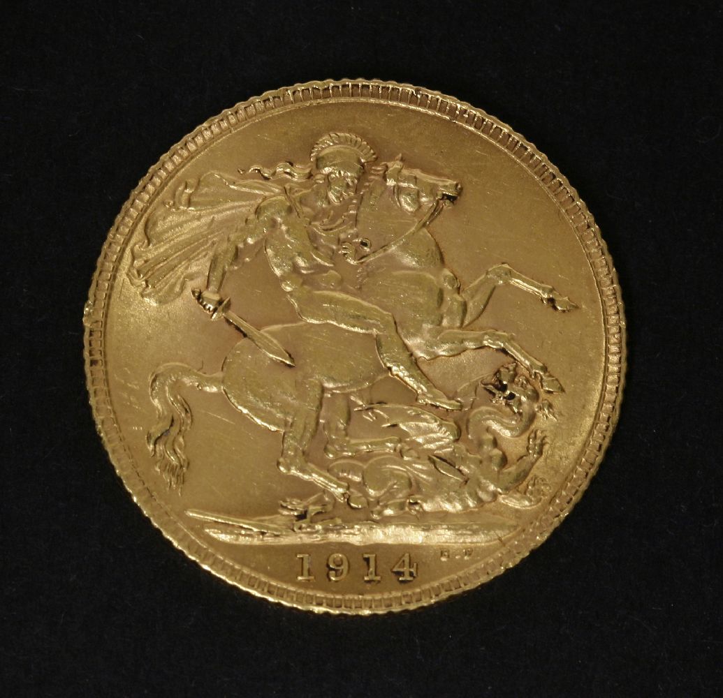 Great Britain, George V (1910-1936), Sovereign, 1914, rev. St George