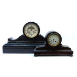 A large marble mantel clock, together with an ebonised mantel clock