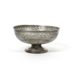 A Mappin & Webb silver fruit bowl, with pierced decoration on footed base