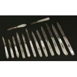 Eleven Victorian and later silver and mother-of-pearl folding fruit knives,makers including AS,