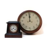 A Smiths of London wall clock, together with a French walnut and ebonised mantle clock