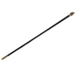 Late 19th century bronze and ebony Mr Punch walking cane, 89cm long