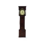 A George lll inlaid mahogany eight day longcase clock, the painted arched dial with s? dial, fruit