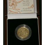 Great Britain, Elizabeth II (1952 -) proof sovereign, 1999, rev. St George, complete with case and