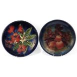 Two modern Moorcroft charger finches, and another, 35.5cm diameter (2)