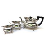 A three piece silver tea set, by Cooper Brothers and Sons, Sheffield 1930. 32oz all in.