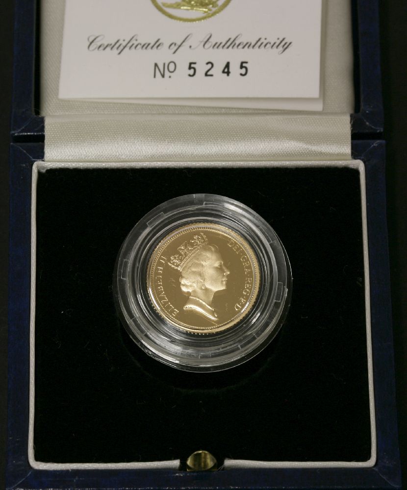 Great Britain, Elizabeth II (1952 -) Proof Half Sovereign, 1997, rev. St George, complete with - Image 2 of 2