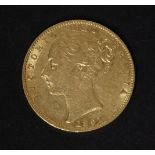 Great Britain, Victoria (1837 - 1901), Sovereign, 1861, WW incuse on trun. (S 3852D)