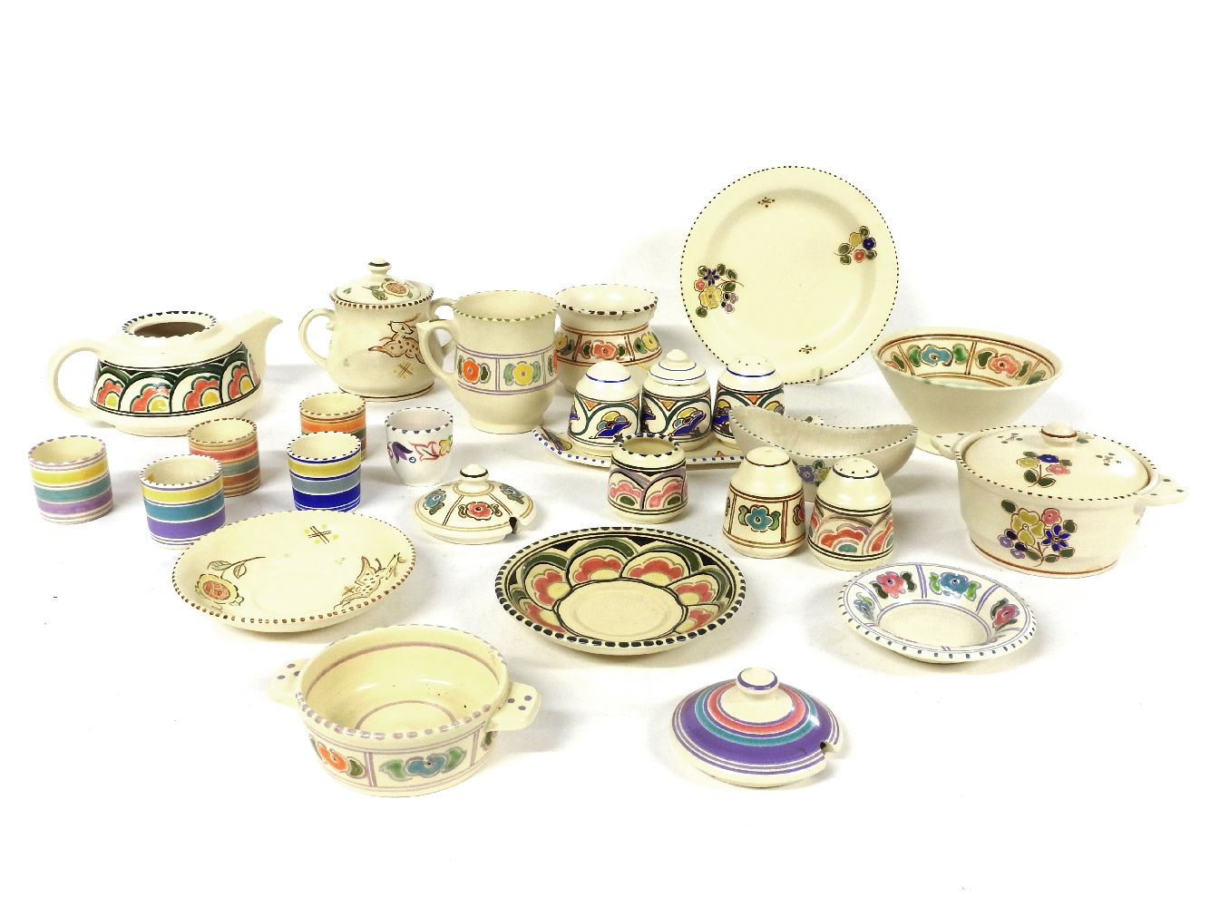 A collection of Honiton pottery items