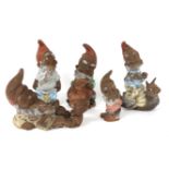 Five Heissner resin gnomes