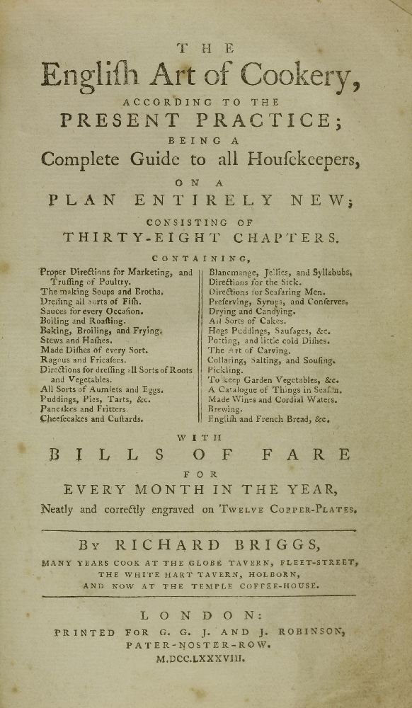 BRIGGS, Richard: The English Art of Cookery, According to the Present Practice; Being a Complete - Image 2 of 2