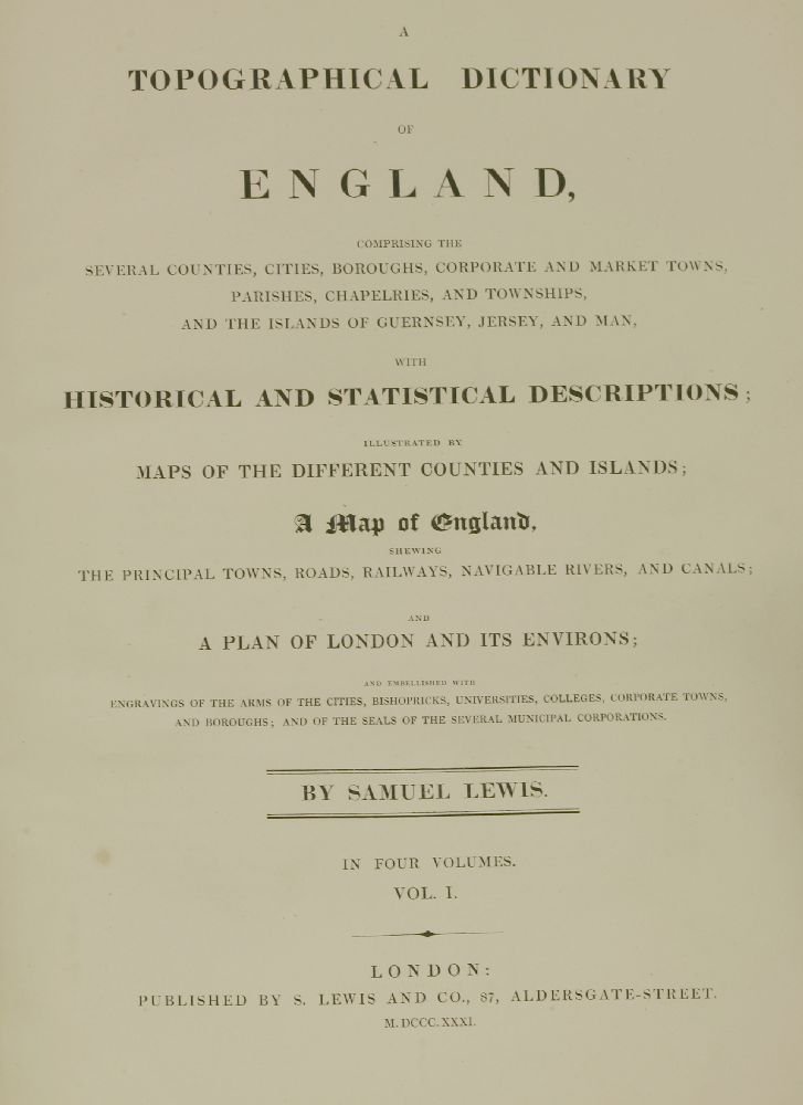 LEWIS, Samuel: A Topographical Dictionary of England, Comprising the several Counties, Cities, - Image 2 of 2