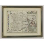 A 1610 map of Essex by John Norden and John Speed. Coloured.40 x 52.5cm