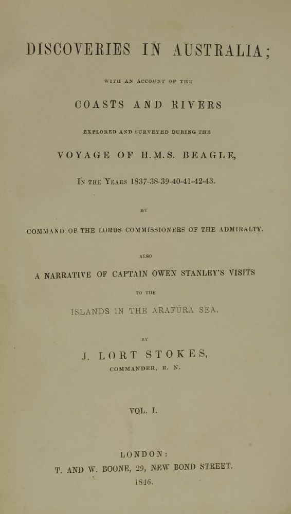 STOKES, John Lort; HMS Beagle:Discoveries In Australia; with an account of the Coasts and Rivers - Image 2 of 3