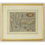 Jodocus HondiusJaponia17th century hand coloured map,35 x 45cm