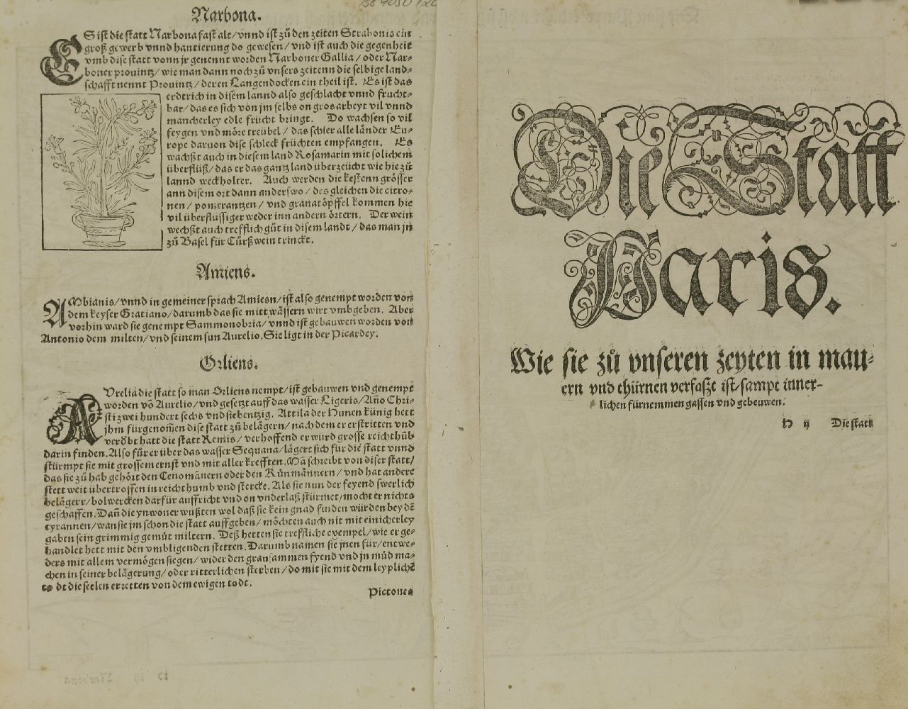 Sebastian Munster,1. France- Galliae regionis nova descripto (Hand-Coloured Map). Basle, c1550. vg; - Image 3 of 4